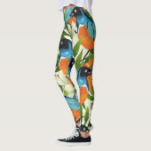 Leggings papaye tropicale et motif d'oiseaux. (Gauche)