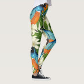 Leggings papaye tropicale et motif d'oiseaux. (Droite)