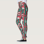 Leggings Papier de Noël classique Motif rouge vert (Gauche)
