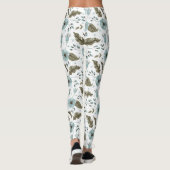 Leggings Papier floral bleu et vert (Dos)
