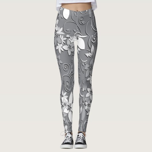 Leggings Papier mural à fleurs 2 (Devant)