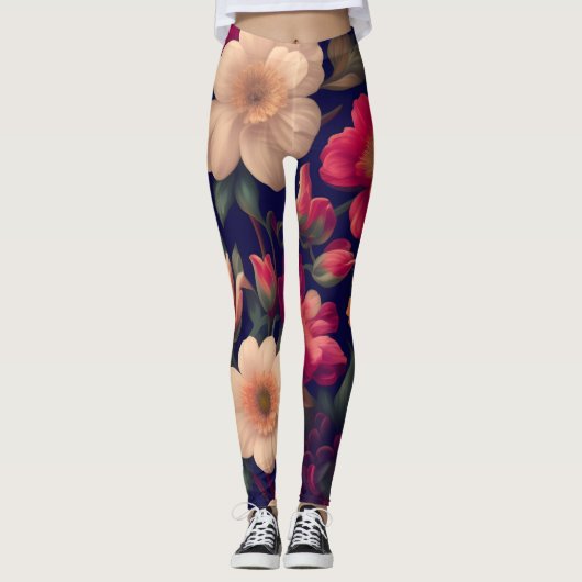 Leggings Papier peint à motifs floraux (Devant)