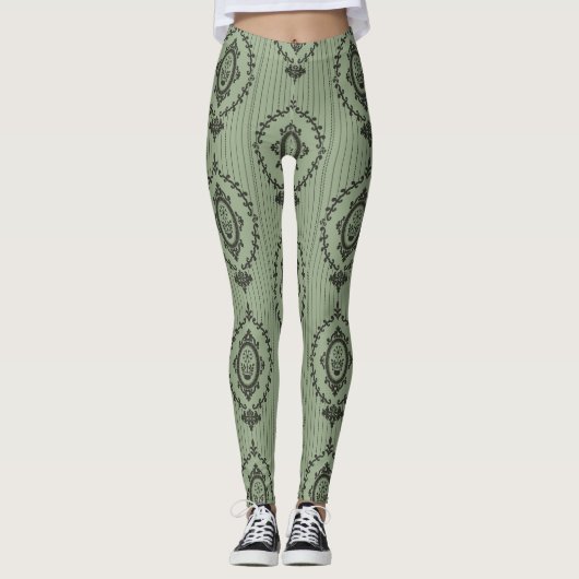 Leggings Papier peint baroque en vert (Devant)