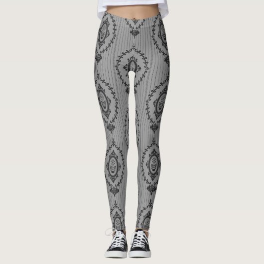 Leggings Papier peint baroque gris (Devant)