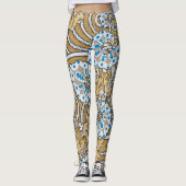 Leggings papier peint bleu art nouveau cyclamen (Devant)