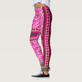 Leggings papier peint rose et blanc avec croix dessus (Gauche)