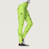Leggings Papier vert Abstrait aux étoiles brillantes d'or (Droite)