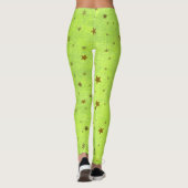 Leggings Papier vert Abstrait aux étoiles brillantes d'or (Dos)