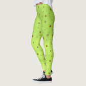 Leggings Papier vert Abstrait aux étoiles brillantes d'or (Gauche)