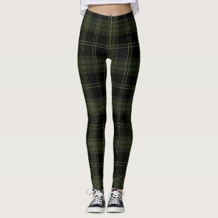 Leggings Papier vert, noir, Chasseur Couleurs vertes Tartan