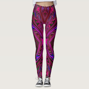 Leggings Papillon Abstrait Bleu, Rouge et Rose Tripant
