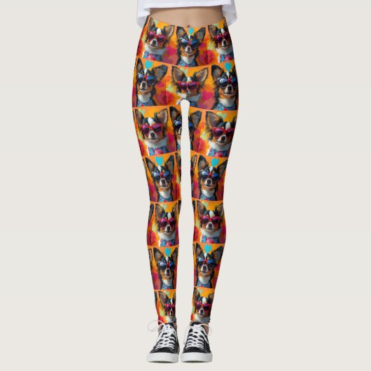 Leggings Papillon avec Roses de la Saint-Valentin (Devant)
