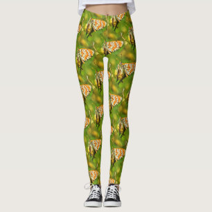 Leggings Papillon blanc et orange du Fritillaire tacheté