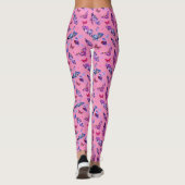 Leggings Papillon blanc Imprimer bleu violet rose (Dos)