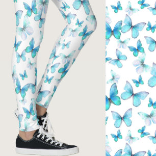 Leggings Papillon bleu clair girly à motif fantaisiste