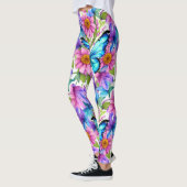 Leggings Papillon bleu dans un champ de fleurs (Gauche)