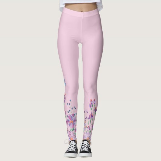 Leggings Papillon bleu en fleurs (Devant)