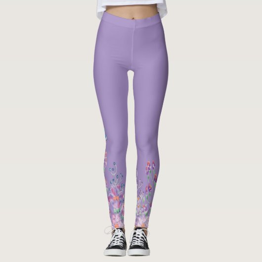 Leggings Papillon bleu en fleurs (Devant)