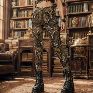 Leggings Papillon de nuit Baphomet baroque bronze et brun g