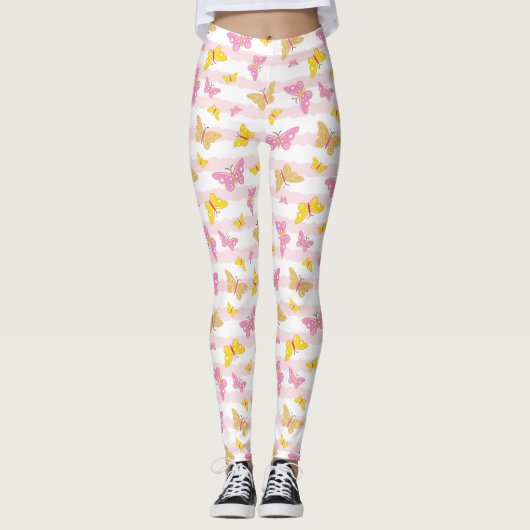 Leggings Papillon doré et rose (Devant)