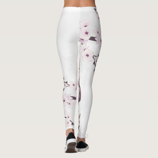 Leggings Papillon Et Fleur De Cerise Mauve (Dos)