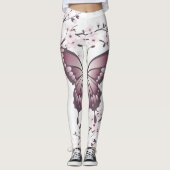 Leggings Papillon Et Fleur De Cerise Mauve (Devant)