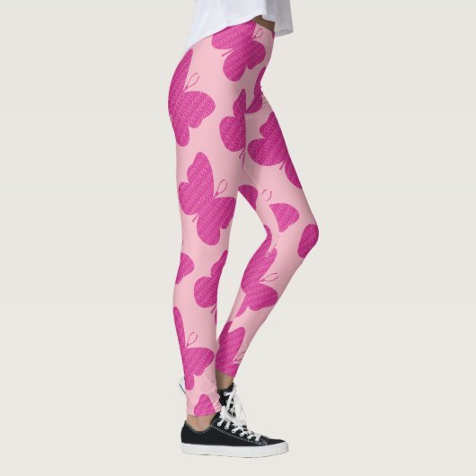 Leggings Papillon Faux Pailleté Rose (Droite)