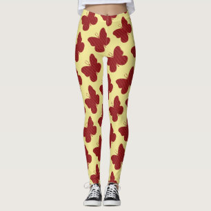 Leggings Papillon Faux Pailleté Rouge