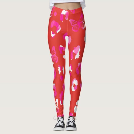 Leggings Papillon léopard rose (Devant)