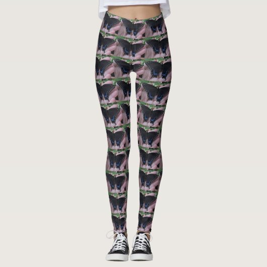 Leggings Papillon noir à queue noire #1 (Devant)