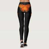 Leggings Papillon orange hérissé sur fond noir (Dos)