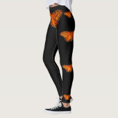Leggings Papillon orange hérissé sur fond noir (Gauche)
