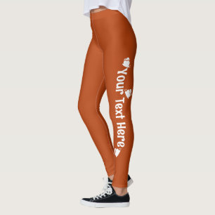 Leggings Papillon Personnalisé de Couleur Orange Nom