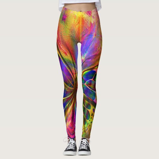 Leggings Papillon psychédélique et multicolore (Devant)