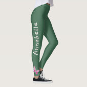 Leggings Papillon rose mou - Nom - Simple Vert solide (Droite)