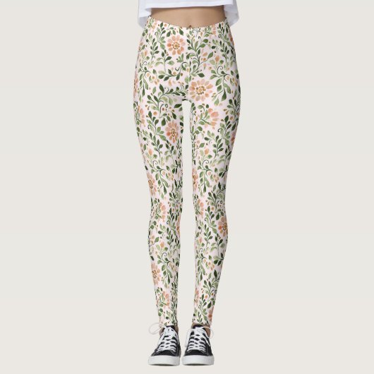Leggings Papillon Rose Pâle Vert Menthe (Devant)
