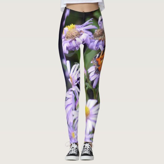 Leggings Papillon sur les fleurs (Devant)