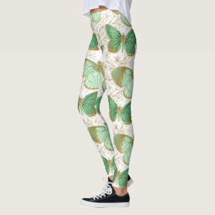 Leggings Papillon Vert Fleur Florale Fleurir