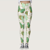 Leggings Papillon Vert Fleur Florale Fleurir (Devant)