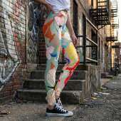 Leggings Papillons blancs Déchets de peinture et traits de