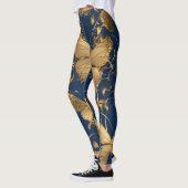 Leggings Papillons bleus métalliques avec Vins d'or (Gauche)