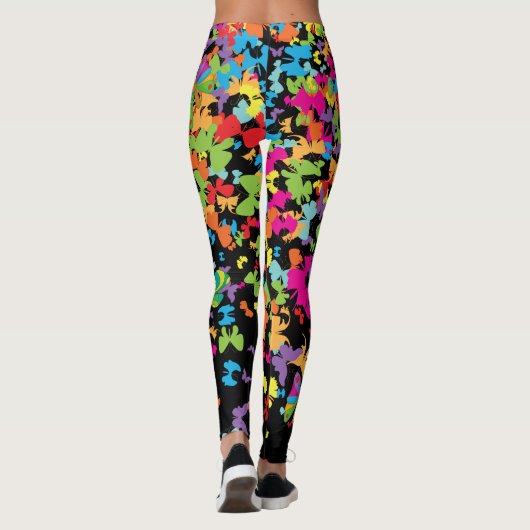 Leggings Papillons colorés 01.bw Black BG (Dos)