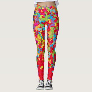 Leggings Papillons colorés 01.bw Rouge BG