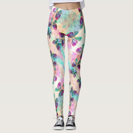 Leggings Papillons colorés mignons 8 - (Devant)