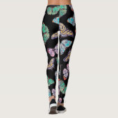 Leggings Papillons d'aquarelle couleur noire (Dos)