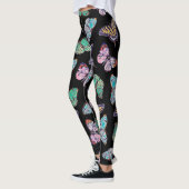 Leggings Papillons d'aquarelle couleur noire (Gauche)
