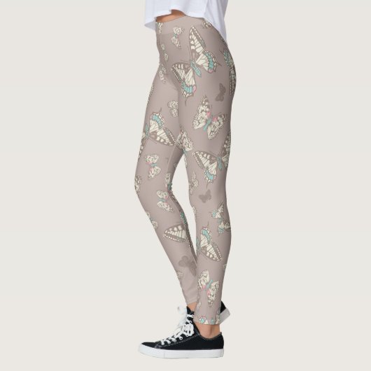 Leggings Papillons d'art encastré légumineuses gris brun (Gauche)