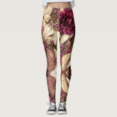 Leggings Papillons De Collage Décoratifs Et Légendes Roses (Devant)