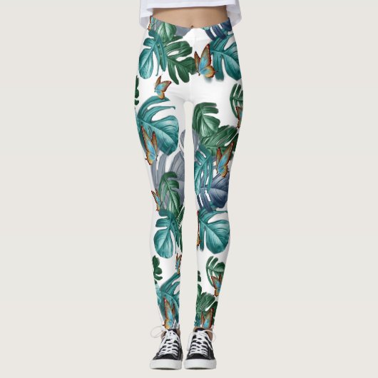 Leggings Papillons du Paradis/Tropical Turquoise Splash (Devant)