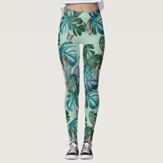 Leggings Papillons du Paradis/Tropical Turquoise Splash (Devant)